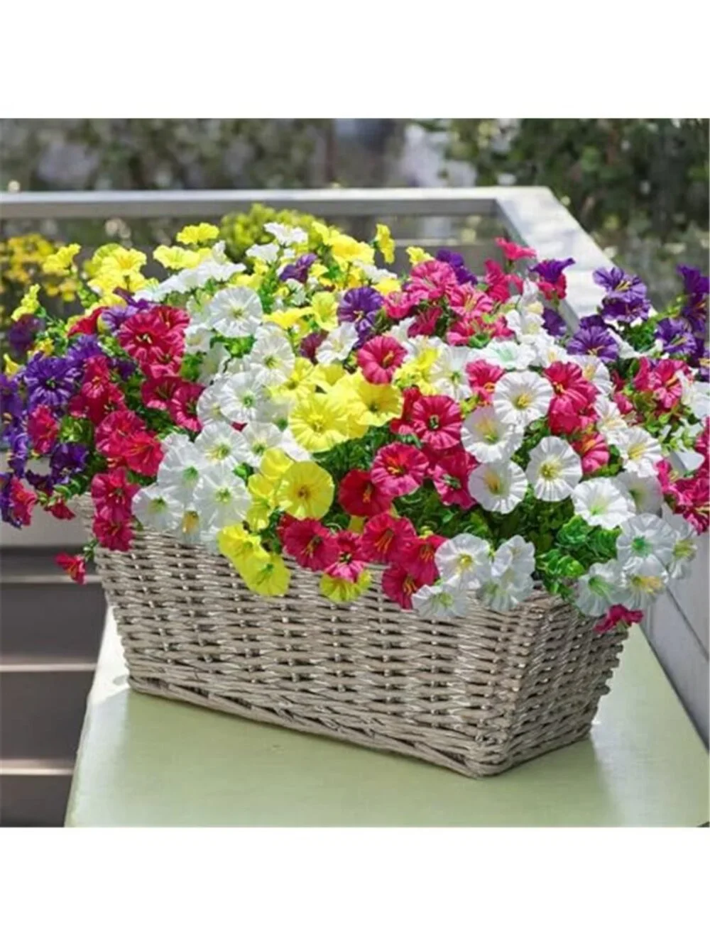 12 Bundle Silk Morning Glory Faux Flowers UV Resistant Outdoor Planter Decor